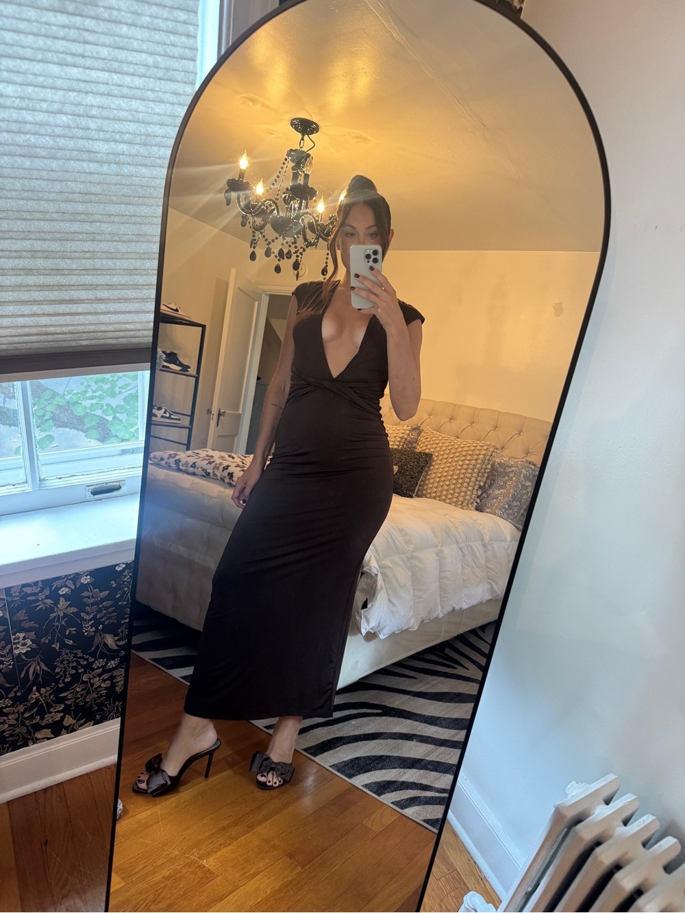 superdown Brown Plunging Midi Dress